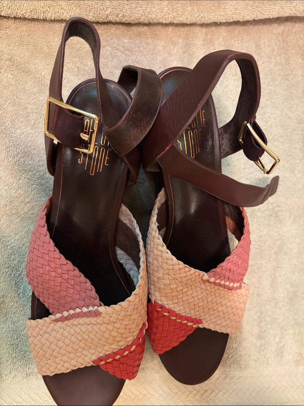 Charlotte Stone Woven Multi-Color Slingback Sandals - size 10